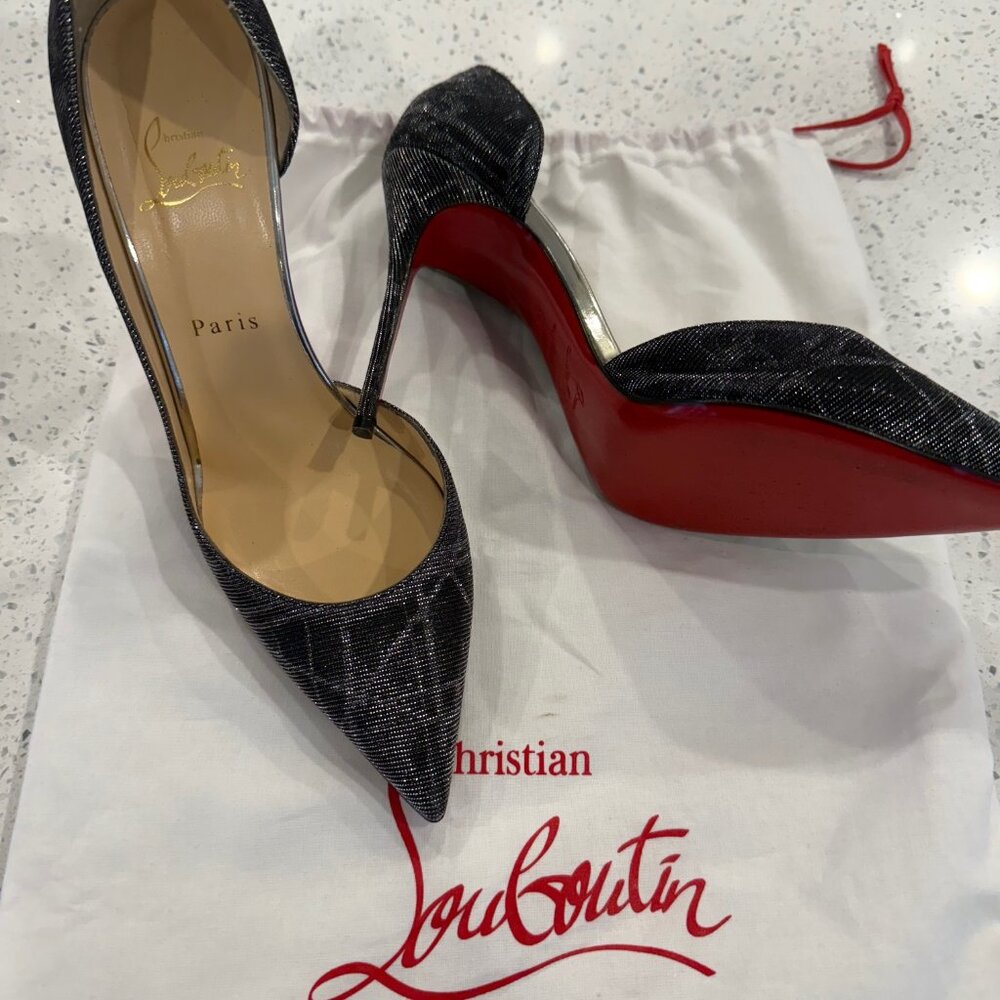 Christian Louboutin Heals - black & silver - Size 39 1/2